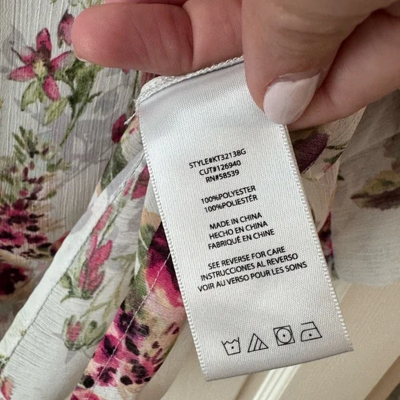 Kut from the Kloth Floral Button Down Shirt - White and Pink - Picture 5 of 5